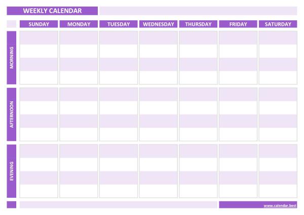 Weekly Calendar Weekly Schedule Calendar Best