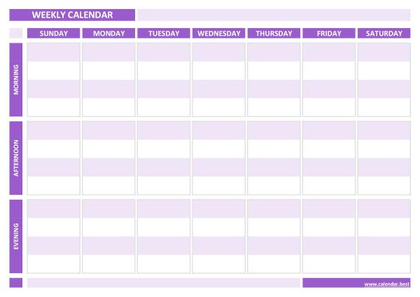 Free Printable Weekly Calendar Template